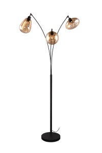 Lampa stojąca Lumina Trio 3xE14 10W Czarny mat / Bursztynowy Meta / Szkło.