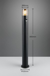 Lampa zewnętrzna Hoosic Trio 1xE27 28W Czarny mat wysokość 800 mm średnica 85 mm.