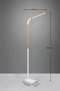 Lampa stojąca Norris Trio 1xLED zintegrowany 14W Biały / Drewno Metal / Drewno na białym tle.