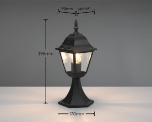 Lampa zewnętrzna Livenza Trio 1xE27 60W Czarny mat Aluminium – stojąca, o wymiarach 395mm wysokości.