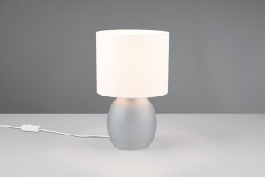 Lampa stojąca Vela Trio szara ze szklanym kloszem.