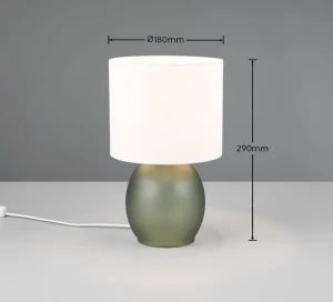 Lampa stojąca Vela Trio 1xE14 10W Zielony Szkło Tkanina na biurku.