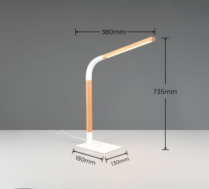 Lampa stojąca Norris Trio 1xLED zintegrowany 7W Biały / Drewno Metal / Drewno na szarym tle.