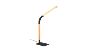 Lampa stojąca Norris Trio 1xLED zintegrowany 7W Czarny Drewno Metal Drewno stojąca na białym tle.