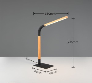 Lampa stojąca Norris Trio 1xLED zintegrowany 7W Czarny Drewno Metal Drewno.