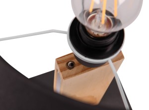 Lampa stojąca Rahul Trio z czarnego matowego metalu i tkaniny, pojedyncza żarówka E27.