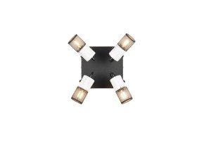Lampa sufitowa Tosh Trio 4xE14 15W Czarny/Biały Metal z czterema żarówkami