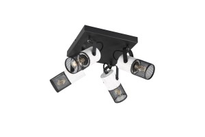 Lampa sufitowa Tosh Trio 4xE14 15W Czarny / Biały Metal - widok pod kątem.