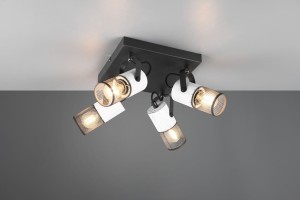 Lampa sufitowa Tosh Trio 4xE14 czarna z białymi kloszami.