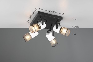 Lampa sufitowa Tosh Trio 4xE14 15W Czarny / Biały Metal na suficie.