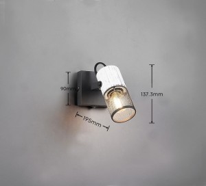 Lampa ścienna Tosh Trio 1xE14 15W Czarny / Biały Metal z zapalonym światłem.
