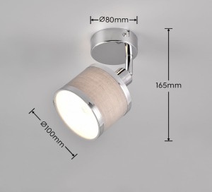Lampa ścienna Arosa Trio 1xE14 28W Srebrny Chrom Metal Tkanina włączona na ścianie.