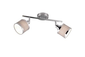 Lampa sufitowa Arosa Trio 2xE14 28W, srebrny chrom metal z tkaniną.
