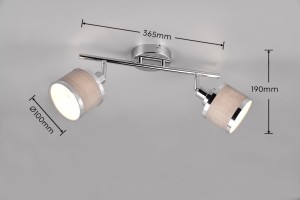 Lampa sufitowa Arosa Trio 2xE14 28W Srebrny Chrom Metal Tkanina.