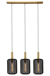 Lampa wisząca Corina Lucide 3xE27 40W Czarny / Złoty Tkanina.