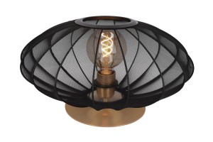 Lampa stojąca Corina Lucide czarna ze złotym wykończeniem.