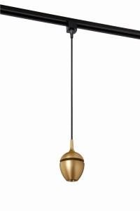 Lampa wisząca Track Lucide 1xGU10 50W Złoty/Mosiądz Aluminium na czarnym kablu.