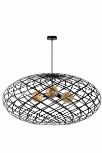 Lampa wisząca Wolfram Lucide 3xE27 60W Czarny Metal z ażurowym kloszem.