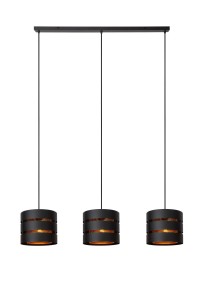 Lampa wisząca Rosas Lucide 3xE27 40W Czarny Złoty Metal.