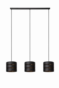 Lampa wisząca Rosas Lucide 3xE27 40W Czarny / Złoty Metal.