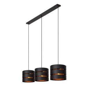 Lampa wisząca Rosas Lucide 3xE27 40W Czarny Złoty Metal