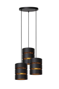 Lampa wisząca Rosas 21433/13/30 Lucide 3xE27 40W Czarny / Złoty Metal