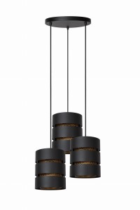 Lampa wisząca Rosas Lucide 3xE27 40W Czarna ze złotymi akcentami.
