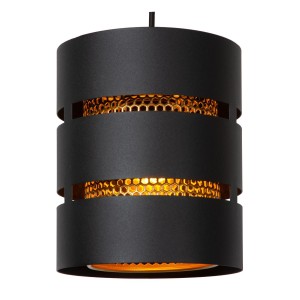 Lampa wisząca Rosas Lucide czarny metal złoty środek.
