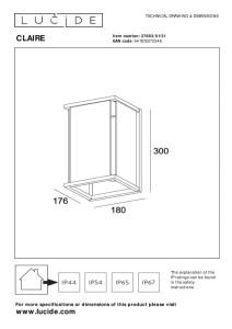 Lampa zewnętrzna Claire Lucide 1xE27 15W Biały Szkło - rysunek techniczny i wymiary