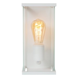 Lampa zewnętrzna Claire Lucide 1xE27 15W Biały Szkło prostokątna z widoczną żarówką