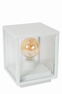 Lampa zewnętrzna Claire Lucide 1xE27 15W Biały Szkło w białej obudowie.