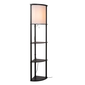 Lampa stojąca Menno Lucide 1xE27 60W Czarny / Beżowy MDF / Bawełna.