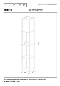 Lampa stojąca Menno Lucide 1xE27 60W, czarny MDF, beżowy abażur z bawełny