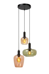 Lampa wisząca Ilona 45408/13/99 Lucide 3xE27 40W Czarny / Inny Szkło