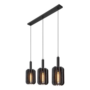 Lampa wisząca Rafal Lucide 3xE27 40W Szary Czarny Filc trzypunktowa