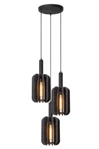 Lampa wisząca Rafal 45492/13/36 Lucide 3xE27 40W Szary / Czarny Filc