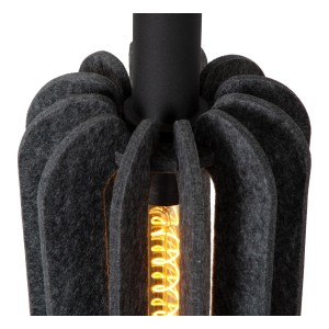 Lampa wisząca Rafal Lucide 3xE27 40W Szary / Czarny Filc z włączoną żarówką.