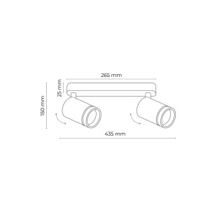 Wymiary lampa punktowa Jet TK Lighting 2xGU10 LED 10 W Metal / Tworzywo sztuczne Biały.