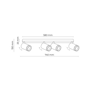 Lampa punktowa Jet TK Lighting 4xGU10 LED 10 W, czarny.