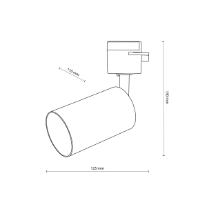 Lampa punktowa Jet TK Lighting 1xGU10 LED 10 W biały szkic techniczny