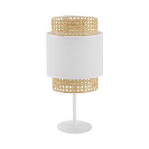 Lampka nocna BOHO TK Lighting 1xE27 15W Tkanina + ratan naturalny Biały / słomkowy.
