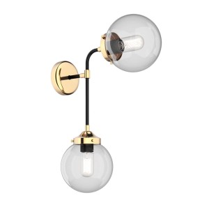 Lampa ścienna kinkiet Riano Zuma line 2x40W E27 Złoty Czarny Metal