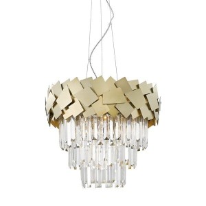 Lampa Wisząca Quasar Zuma line 6x40W E14 Złoty Metal, elegancka z kryształowymi zdobieniami.
