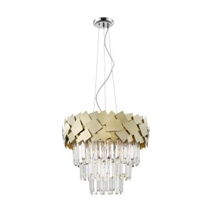 Lampa Wisząca Quasar Zuma line 6x40W E14 Złoty Metal z kryształowymi detalami.