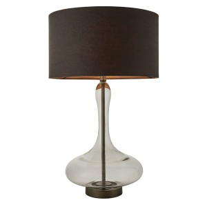 Endon Lampa stojąca Caia 1x40W E27 Szary z przezroczystą podstawą i ciemnym abażurem.