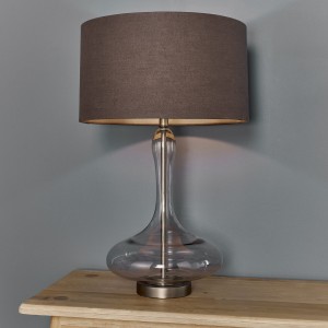 Endon Lampa stojąca Caia 1x40W E27 Szary na drewnianym stoliku