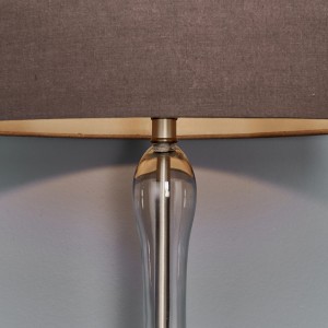Endon Lampa stojąca Caia 1x40W E27 Szary, elegancka lampa szara z szklaną podstawą.
