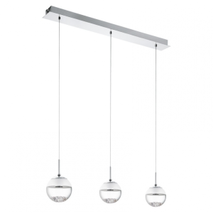 Eglo Lampa Wisząca Montefio 1 3x5W LED Chrom Metal trójkulowe wiszące oświetlenie.