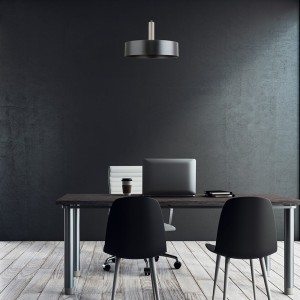 Lampa wisząca Leo Zuma Line 1x40W E27 Czarny / Złoty Metal nad biurkiem w nowoczesnym biurze.