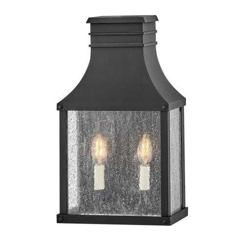 Lampa zewnętrzna Latarnia naścienna Beacon Hill HK-BEACON-HILL7-MB Elstead Lighting 2xE14 40W Aluminium, przezroczyste szkło z bąbelkami powietrza Czarny